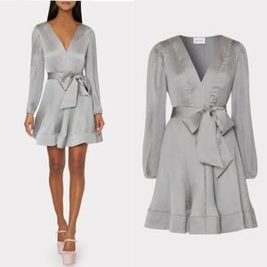 Milly Silver Liv Solid Pleat Mini Dress